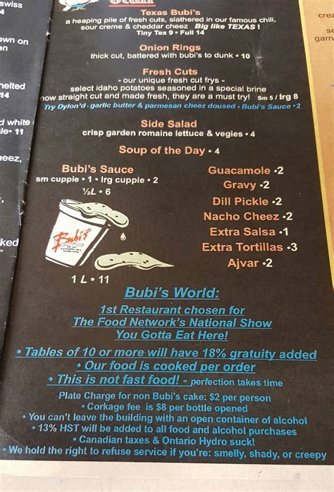 bubi restaurant|bubis great eats menu.